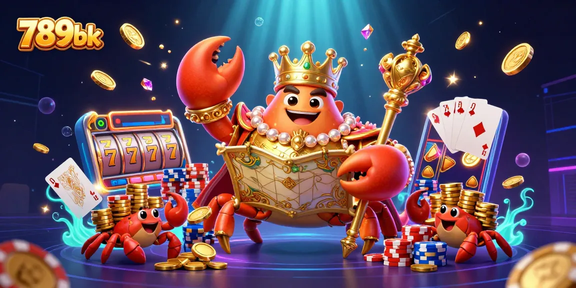 Experience slots adventures with 789bk: Massive golden crab emperor in a treasure-filled casino.