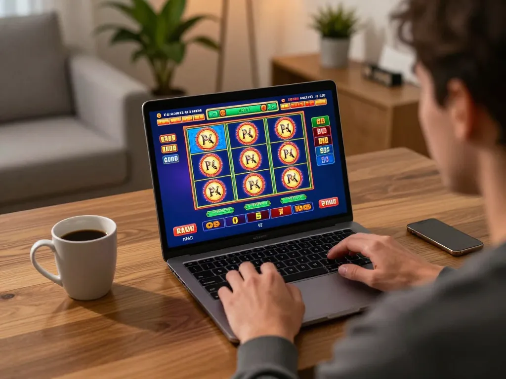 Engaging online gameplay on slot gacor with cozy home setup displayed