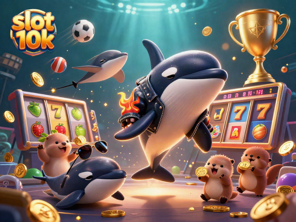Experience the excitement of slot 10k with animated sea creatures in a vibrant casino scene filled with action.