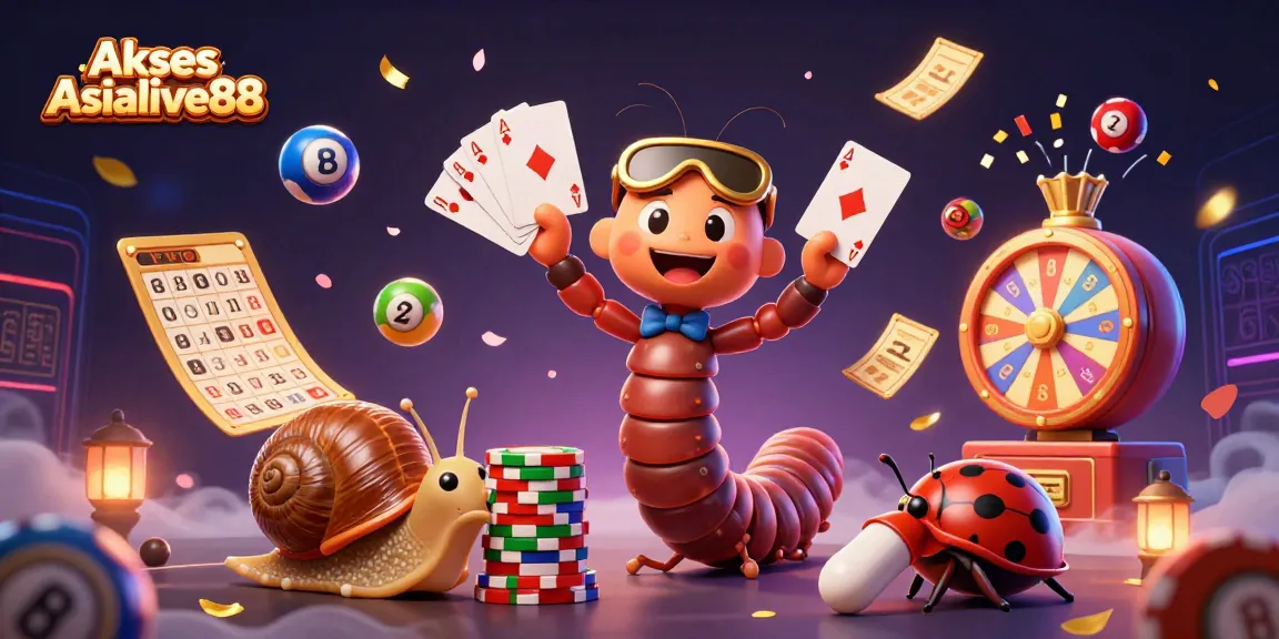 Engage with Akses Asialive88 featuring a vibrant casino scene with unique characters and dynamic gaming elements.