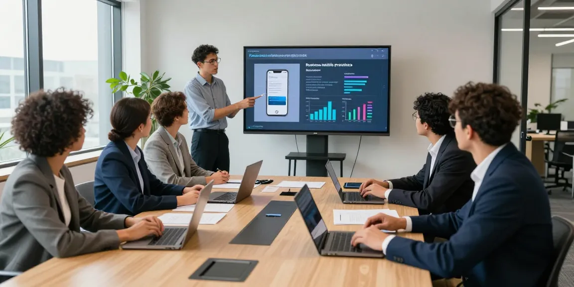 Team collaborating in a modern office on business mobile providers UK solutions, showcasing productivity and technology.