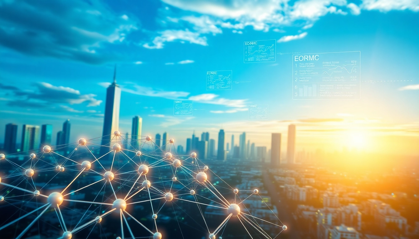 Visual representation of EORMC blockchain technology showcasing interconnected networks and digital innovation.