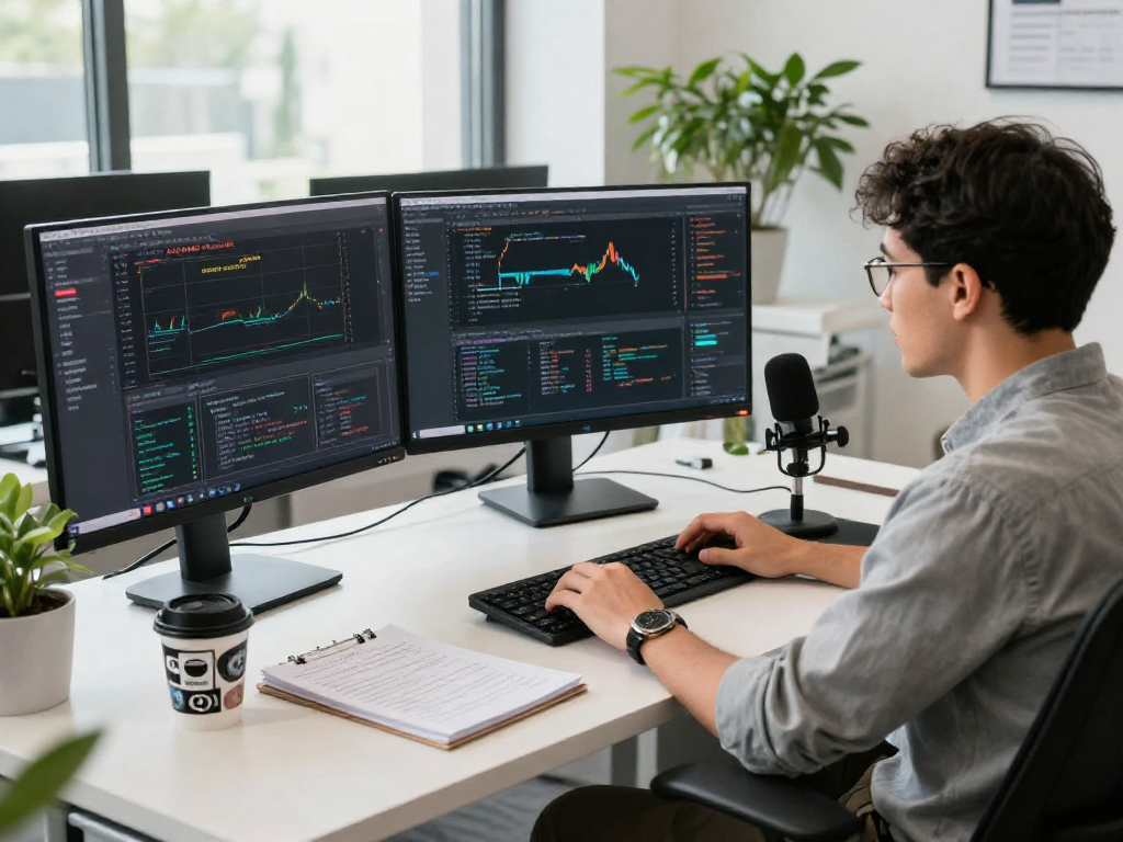 XAUUSD gold quote API integration in a modern tech workspace with developer coding and data visualization.