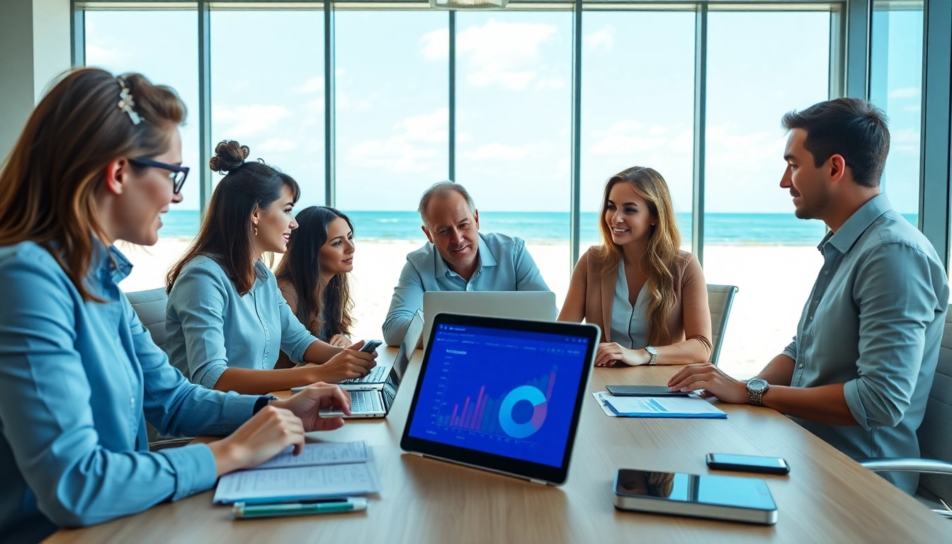 Maximize visibility with Clearwater FL SEO experts collaborating in a modern office.