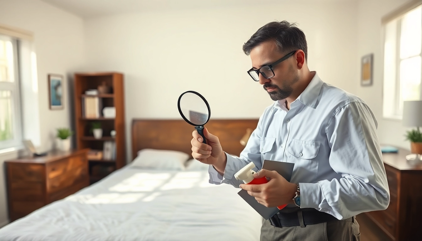 Engaging visual of affordable bed bug control methods performed by a professional technician.