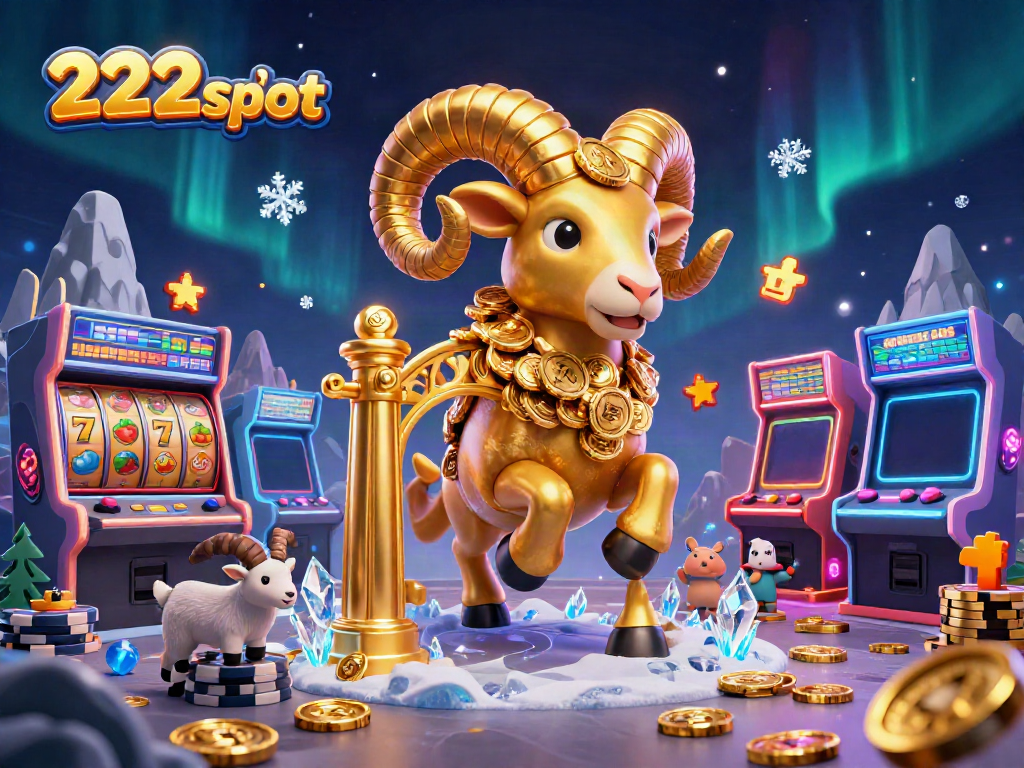 Slot permainan 222slot yang menarik dengan ram emas dan elemen kasino ceria.