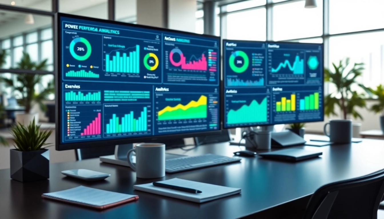 Track SEO performance metrics on a professional dashboard in a modern office setting.