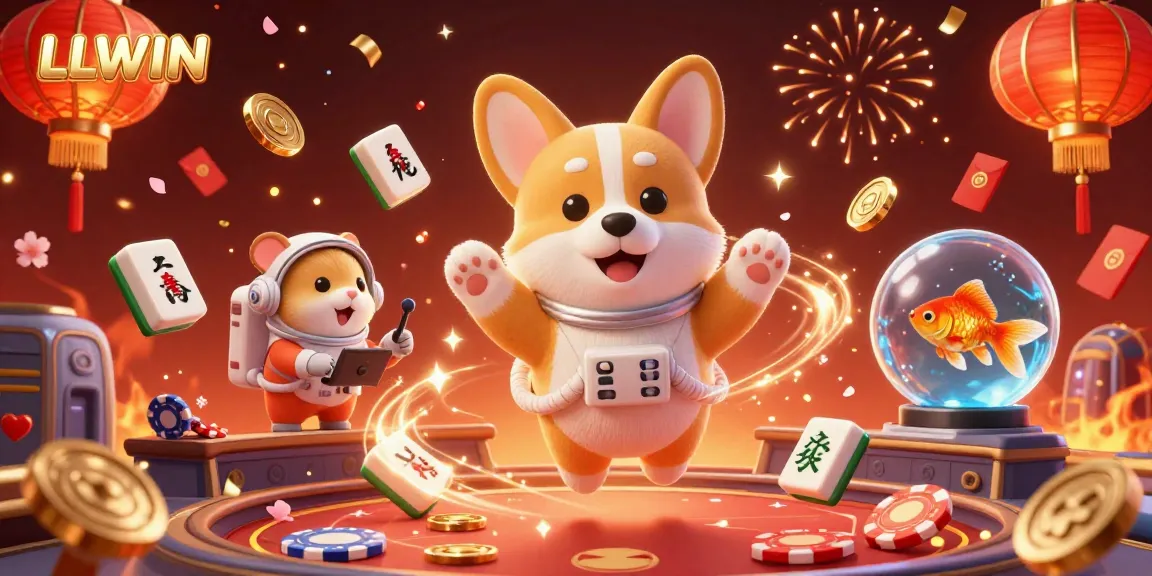 Experience thrilling gameplay at LLWIN with an astronaut corgi and casino elements in a vibrant space scene.