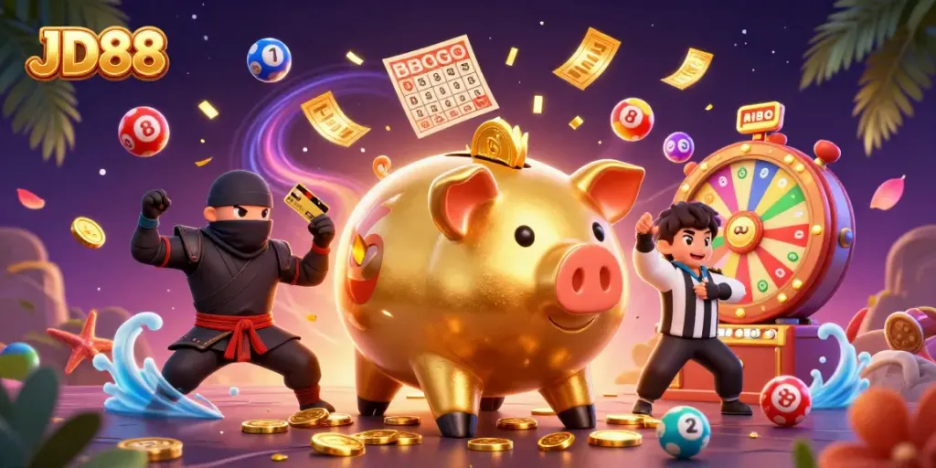 Experience thrilling gameplay at JD88 with vibrant casino elements and energetic characters.