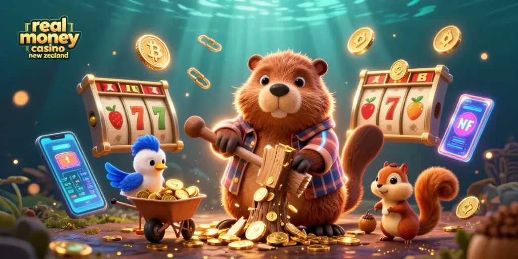Experience the excitement at a real money casino new zealand, where quirky characters collect coins and enjoy gaming.