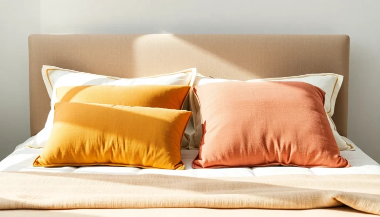 Cuscini letto di diverse forme e colori, arricchiscono l'atmosfera accogliente di un letto ben arredato.
