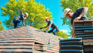 Enhance your home with Professional roofing services through skilled installation on a bright sunny day.