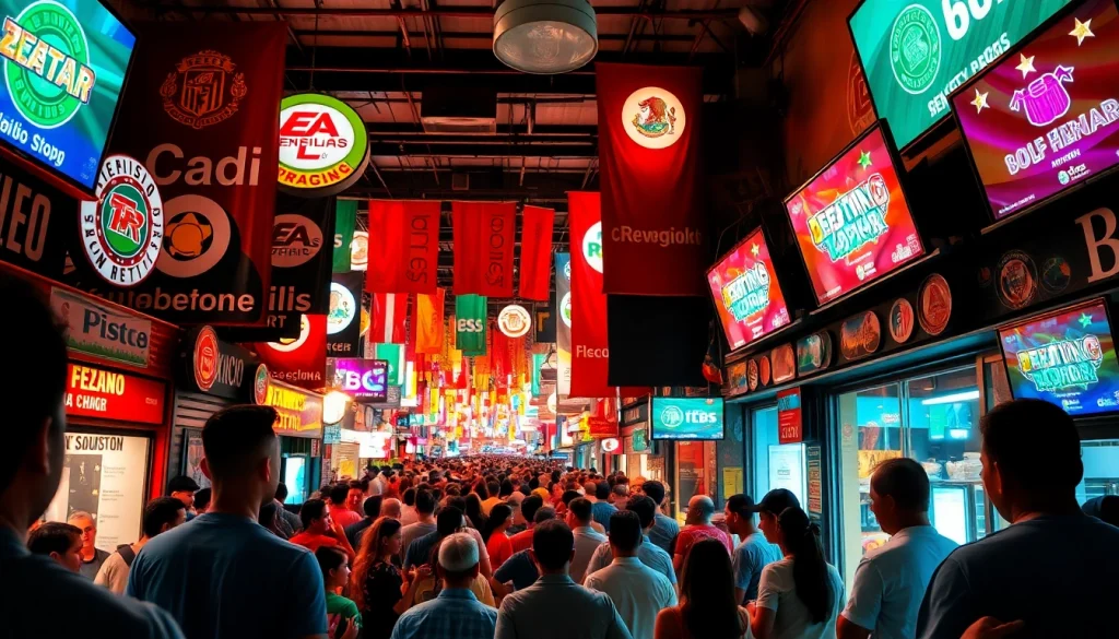 Engaging scene of sports betting Mexico with enthusiastic participants enjoying betting in a lively setting.