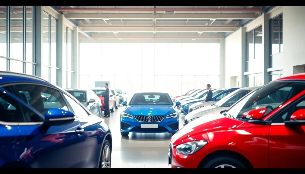 Buy a car with confidence in a modern dealership showcasing diverse vehicles.
