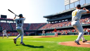 mlb중계 중인 흥미진진한 야구 경기 장면을 보여주는 이미지
