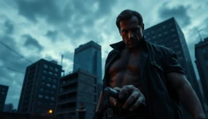 Detective investigating a gritty urban setting, embodying themes like Jack Reacher through intensity.
