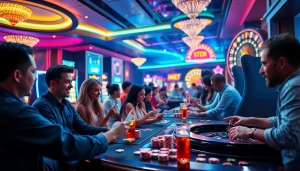 Engaging scene of online casino Canada games with players enjoying thrilling gameplay.