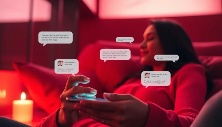 Engaging sex chat ai conversation on a modern device in a cozy setting.