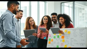 Young content creators collaborating in a bright office on how to get paid for content creation fast.