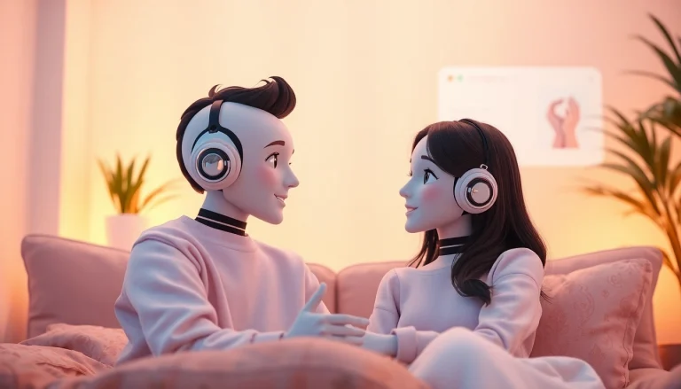Engaging conversation between AI characters in a cozy digital space exploring ai chat sex.