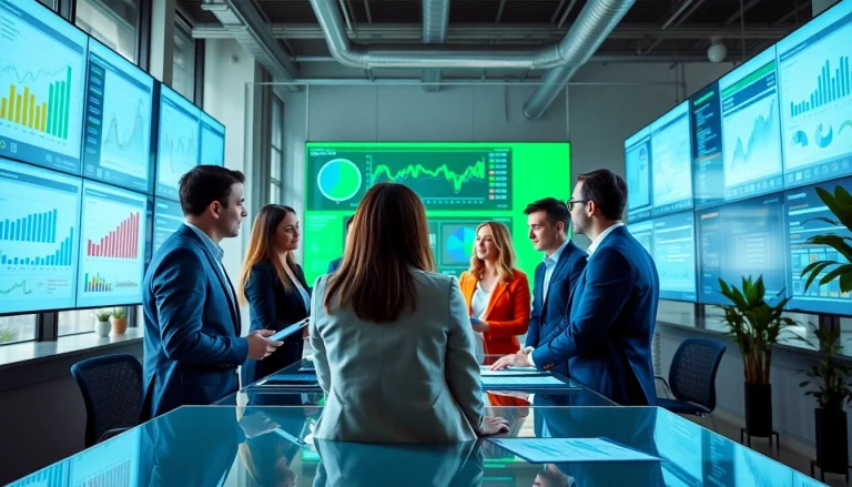 Analyze competitor pricing strategies with a team in a modern office setting, showcasing data analytics.