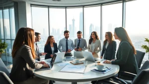 Engaging business consultants in Dubai collaborating in a modern office environment.