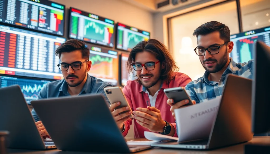 Active players analyzing online sportsbooks California on devices, surrounded by sports data visuals.