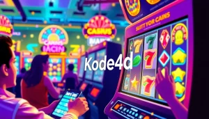 Kode4d slot gaming experience with vibrant slot machine graphics and exciting player interactions.
