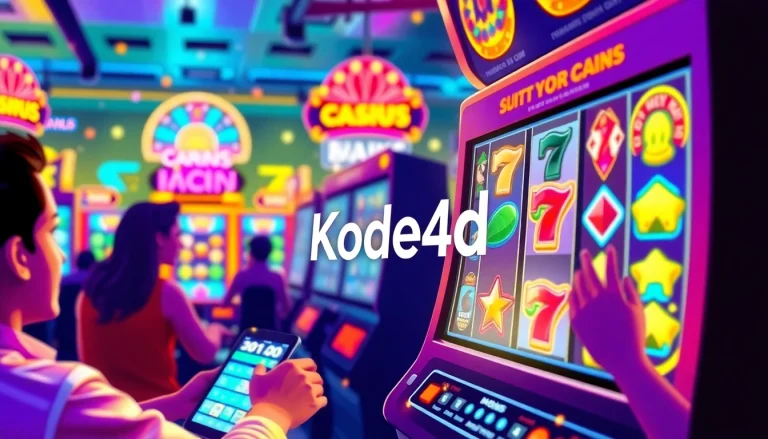 Kode4d slot gaming experience with vibrant slot machine graphics and exciting player interactions.