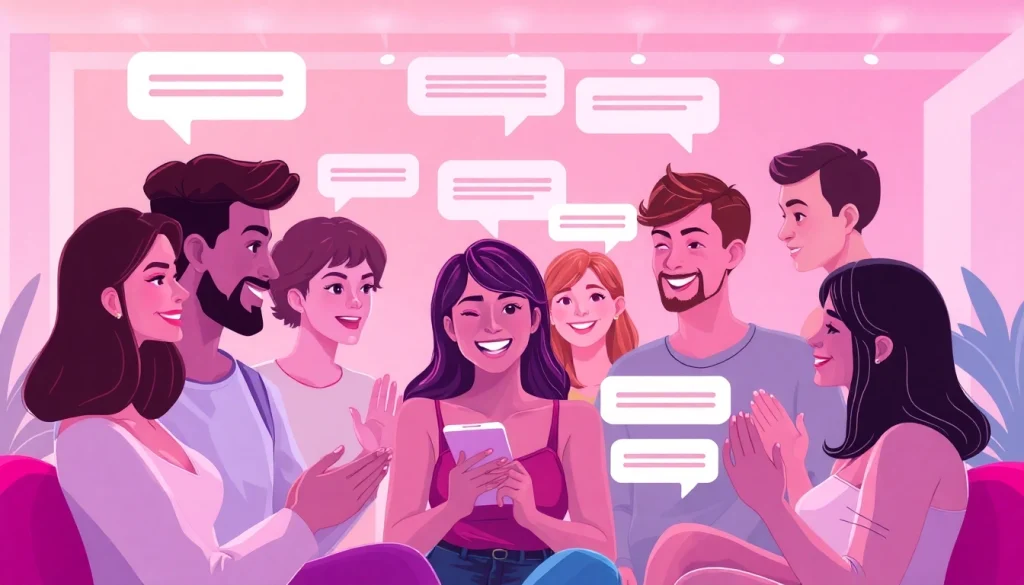 Engaging virtual chat room scene showcasing sex chat AI interactions.