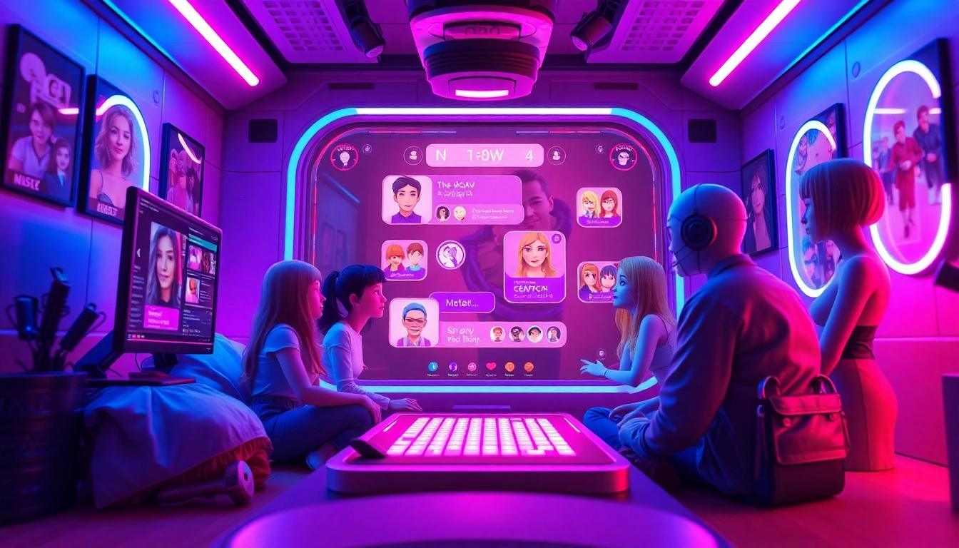 Engaging NSFW character AI scene showcasing vibrant interactions and customizable chats.