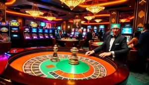 Exciting roulette game activity at a casino scene featuring https://98win3h.blog as players bet and strategize.