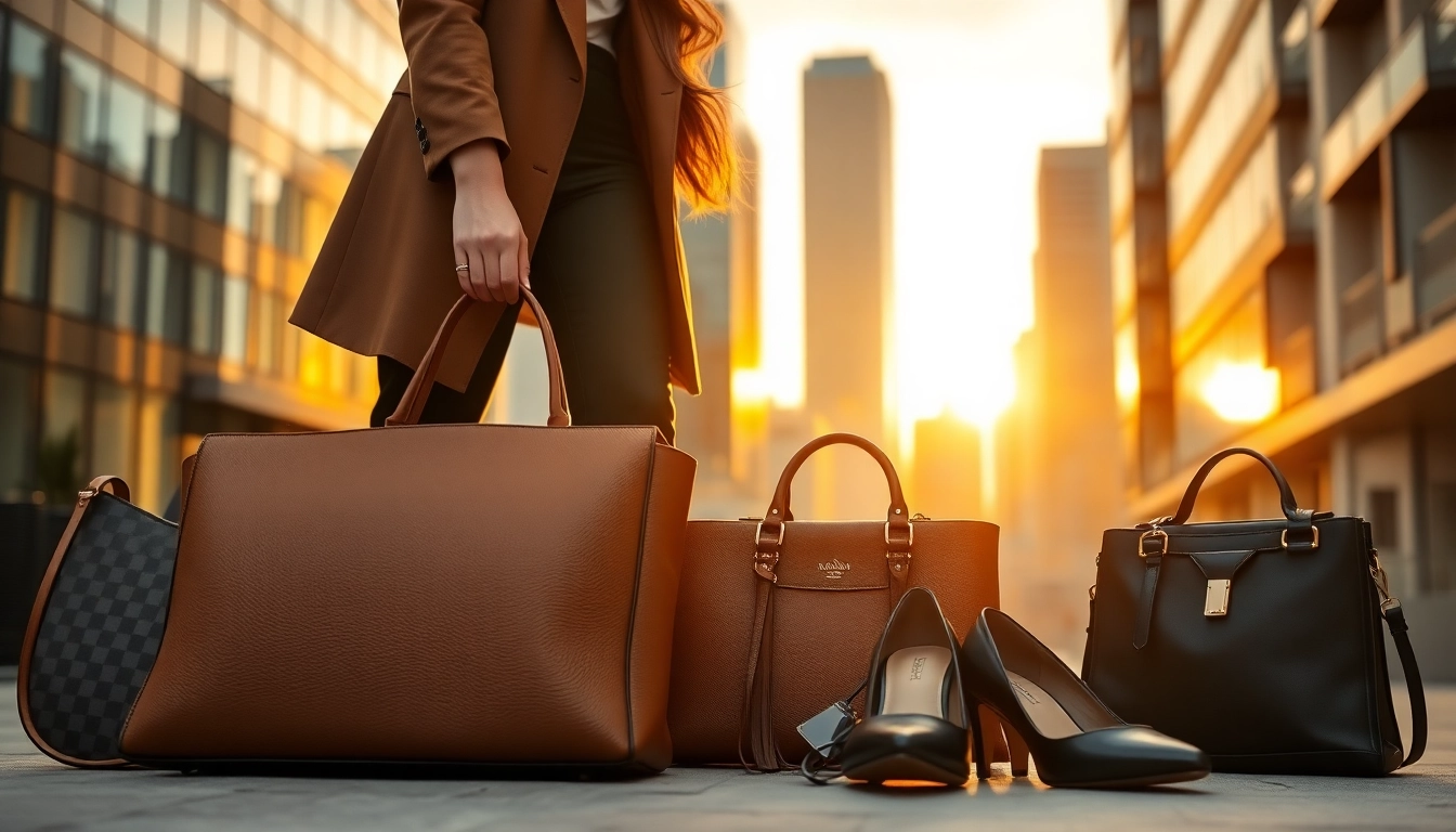 명품 이미테이션의 고급 액세서리와 패션을 선보이는 현대적인 패션 장면