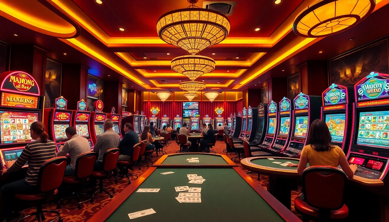 Experience the excitement of the mahjong slot demo with vibrant slot machines and engaging gameplay in a lively casino setting.